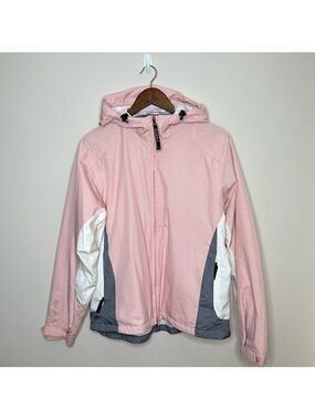 Firefly Pale Pink Grey Hooded Windbreaker Jacket Large